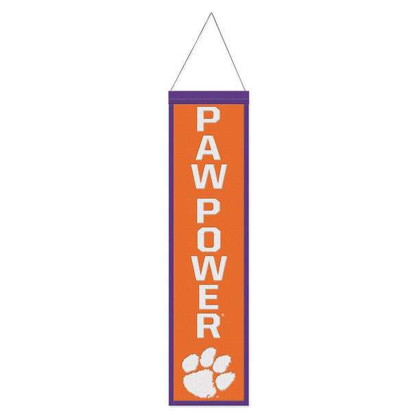 Clemson Tigers Banner Wool 8x32 Heritage Slogan Design