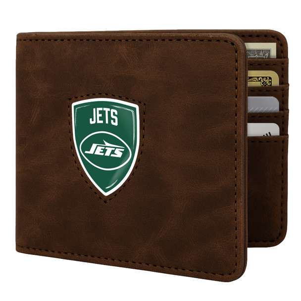 New York Jets Shield Wallet - Brown