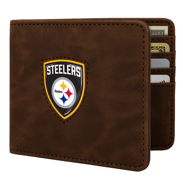 Pittsburgh Steelers Shield Wallet - Brown