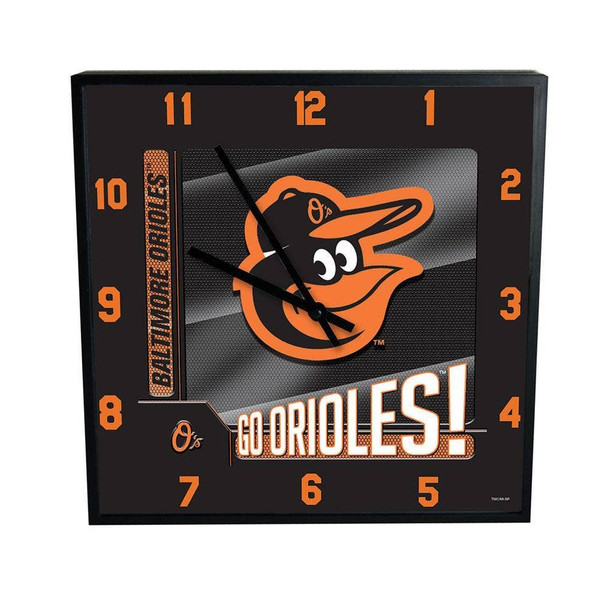 Baltimore Orioles 12" Square Carbon Fiber Clock