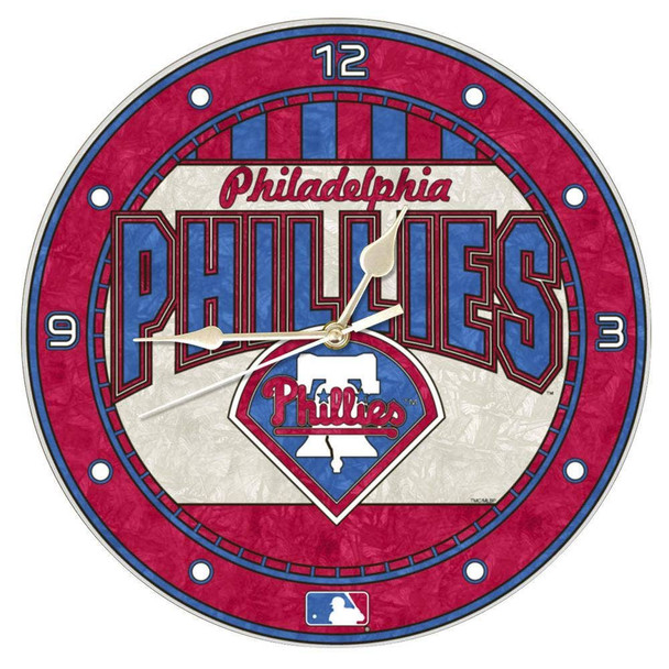 Philadelphia Phillies 12" Art Glass Clock