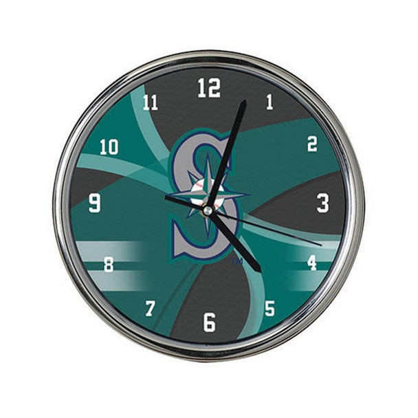 Seattle Mariners Carbon Fiber Chrome Clock