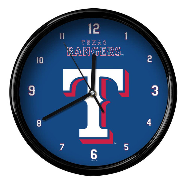 Texas Rangers 12" Team Black Rim Clock