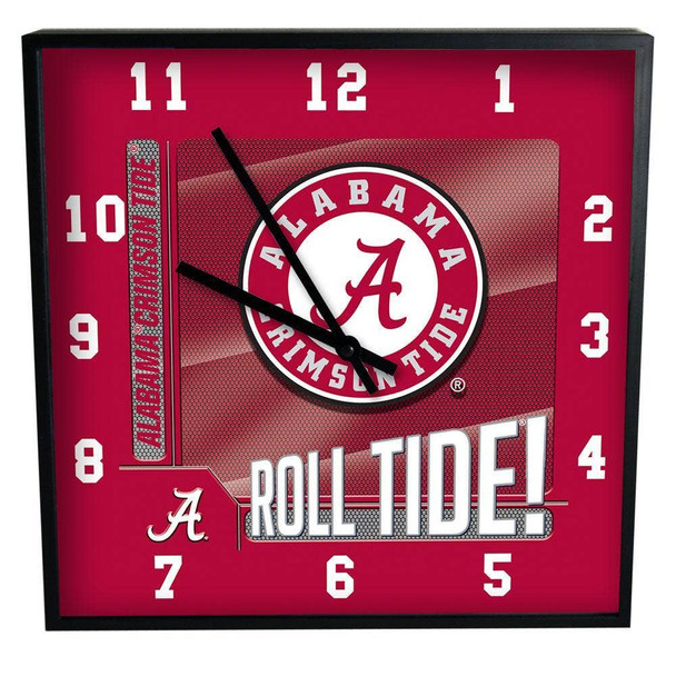 Alabama Crimson Tide 12" Square Carbon Fiber Clock