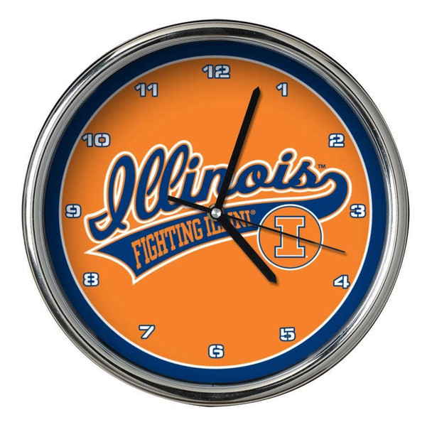 Illinois Fighting Illini Chrome Clock