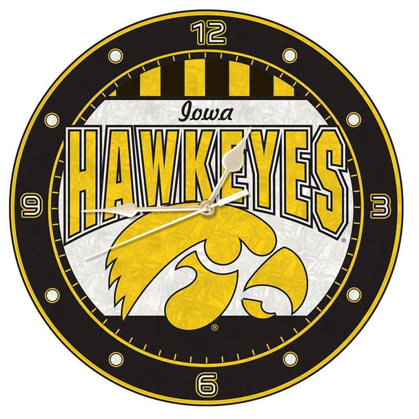 Iowa Hawkeyes 12" Art Glass Clock