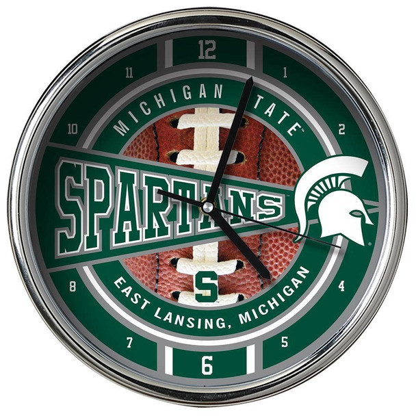 Michigan State Spartans Chrome Clock