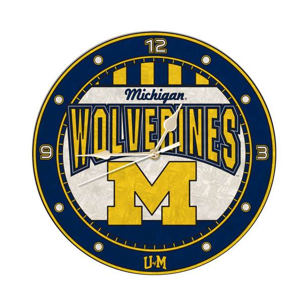 Michigan Wolverines 12" Art Glass Clock