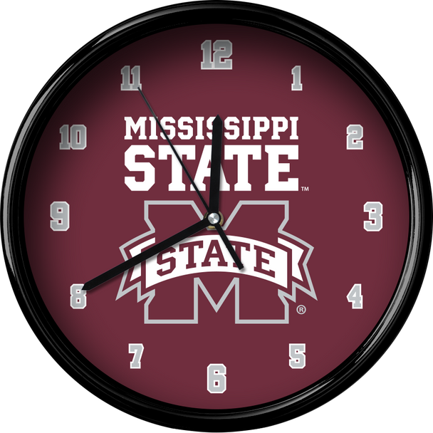 Mississippi State Bulldogs 12" Team Black Rim Clock