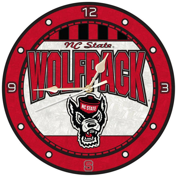 NC State Wolfpack 12" Art Glass Clock