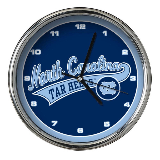 North Carolina Tar Heels Chrome Clock