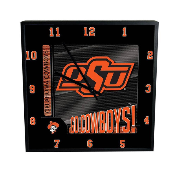 Oklahoma State Cowboys 12" Square Carbon Fiber Clock