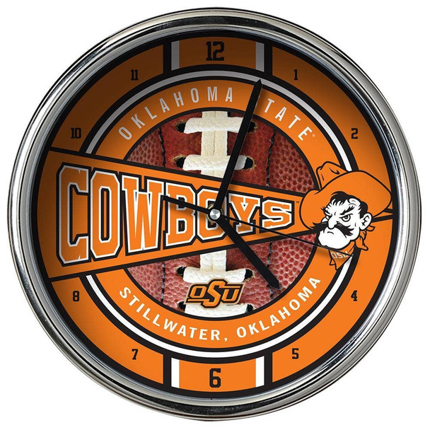 Oklahoma State Cowboys Chrome Clock