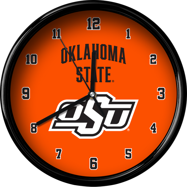 Oklahoma State Cowboys 12" Team Black Rim Clock