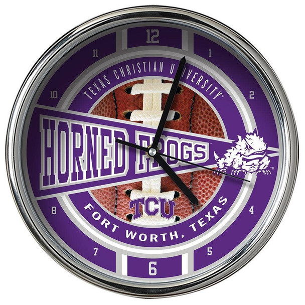 TCU Horned Frogs Chrome Clock