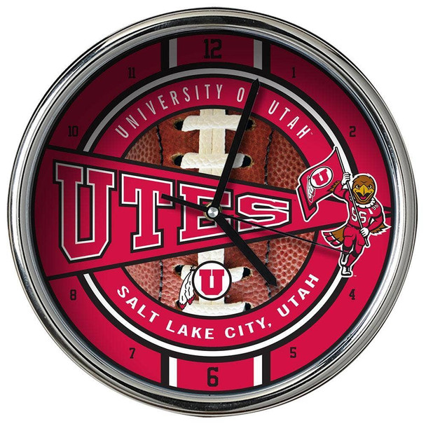 Utah Utes Chrome Clock