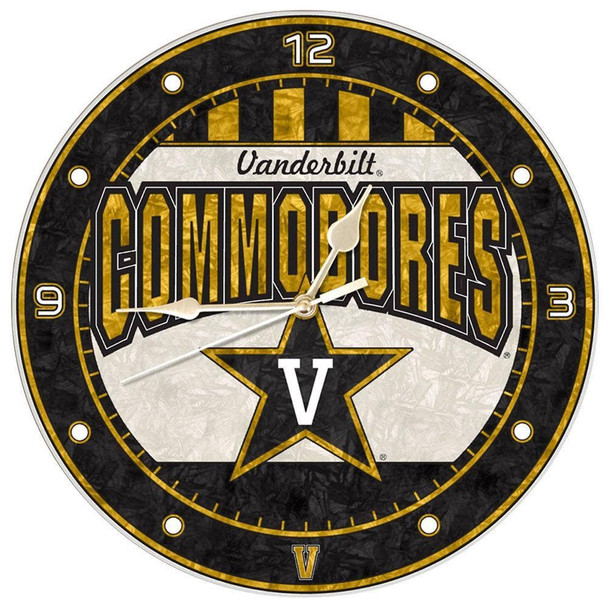 Vanderbilt Commodores 12" Art Glass Clock