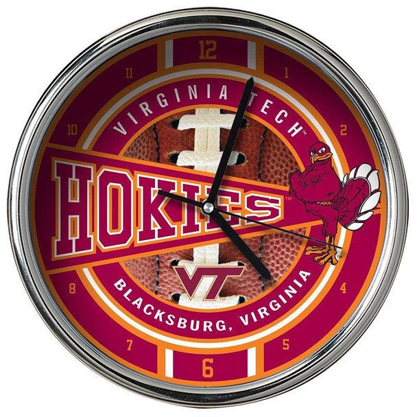 Virginia Tech Hokies Chrome Clock