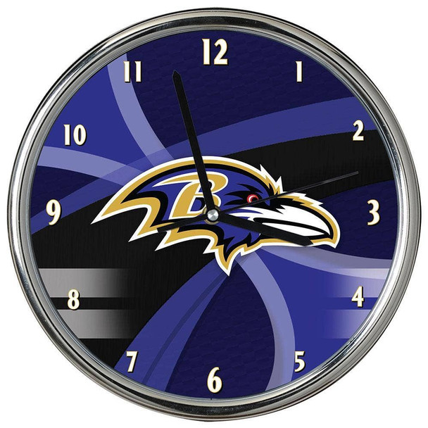 Baltimore Ravens Carbon Fiber Chrome Clock