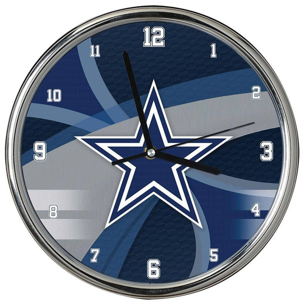 Dallas Cowboys Carbon Fiber Chrome Clock