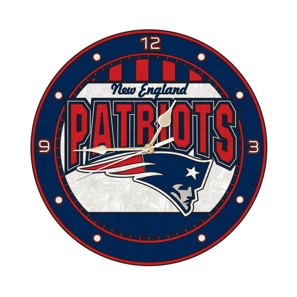 New England Patriots 12" Art Glass Clock