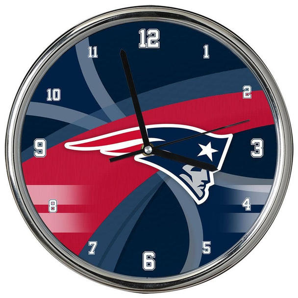 New England Patriots Carbon Fiber Chrome Clock