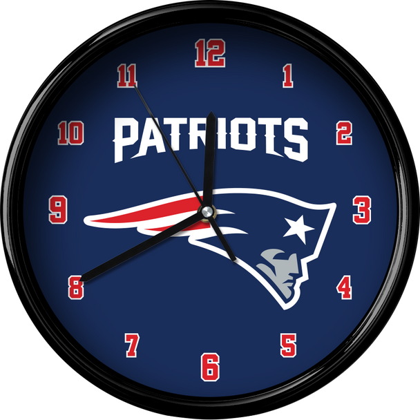 New England Patriots 12" Team Black Rim Clock