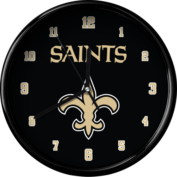 New Orleans Saints 12" Team Black Rim Clock