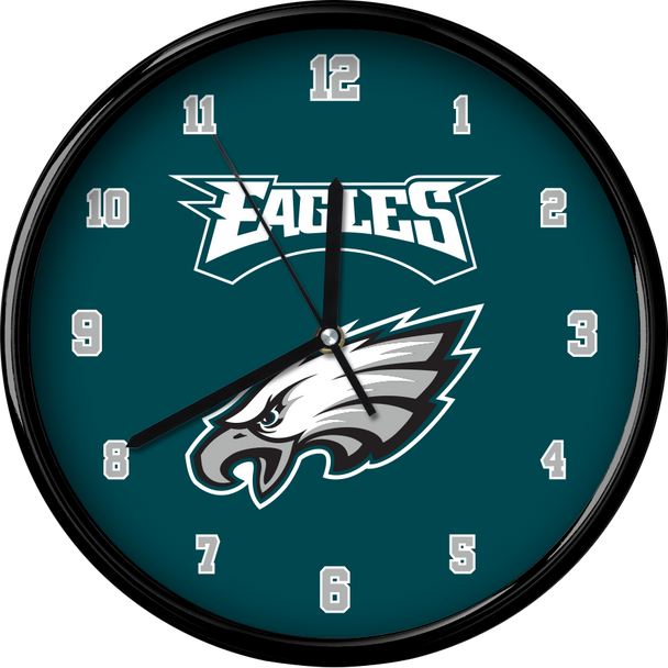 Philadelphia Eagles 12" Team Black Rim Clock