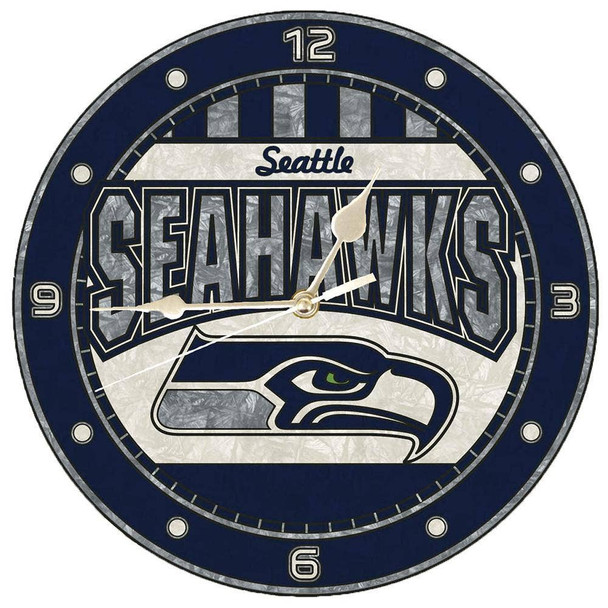 Seattle Seahawks 12" Art Glass Clock