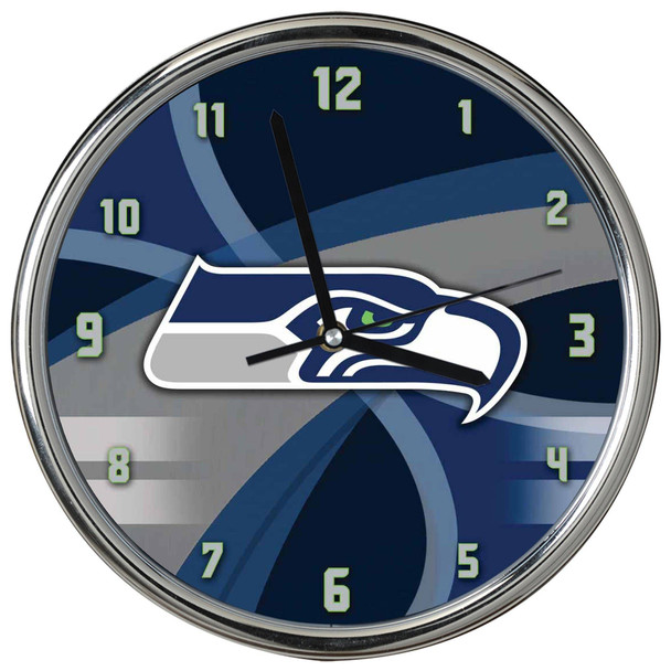 Seattle Seahawks Carbon Fiber Chrome Clock