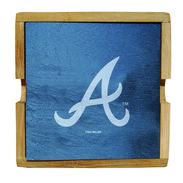 Atlanta Braves Slate Square Coaster Set
