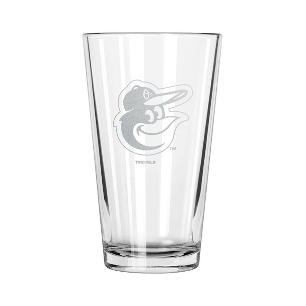 Baltimore Orioles 16oz Pint Glass w/Etched Logo