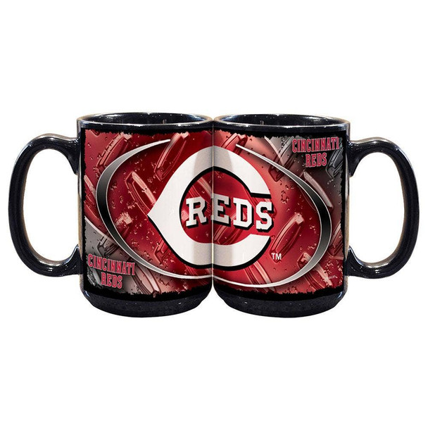 Cincinnati Reds 15oz Black Diamond Plate Mug
