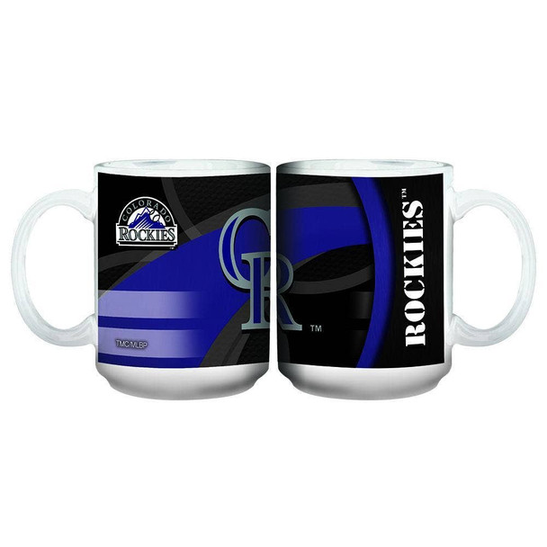 Colorado Rockies 15oz White Carbon Fiber Mug