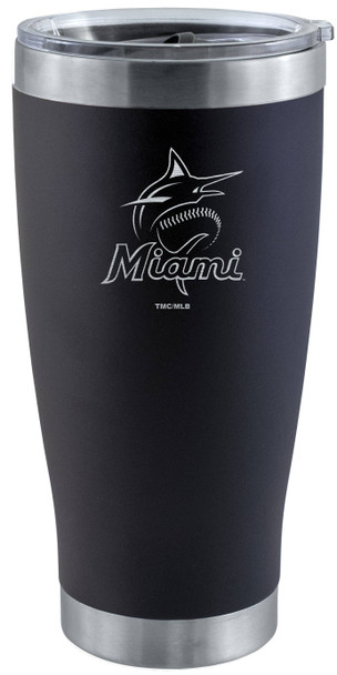 Miami Marlins 20oz Black Tumbler w/Etched Logo