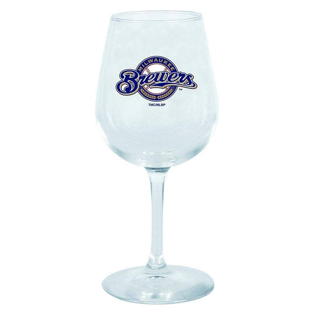 Milwaukee Brewers 12.75oz Stem Wine Glass Color Logo