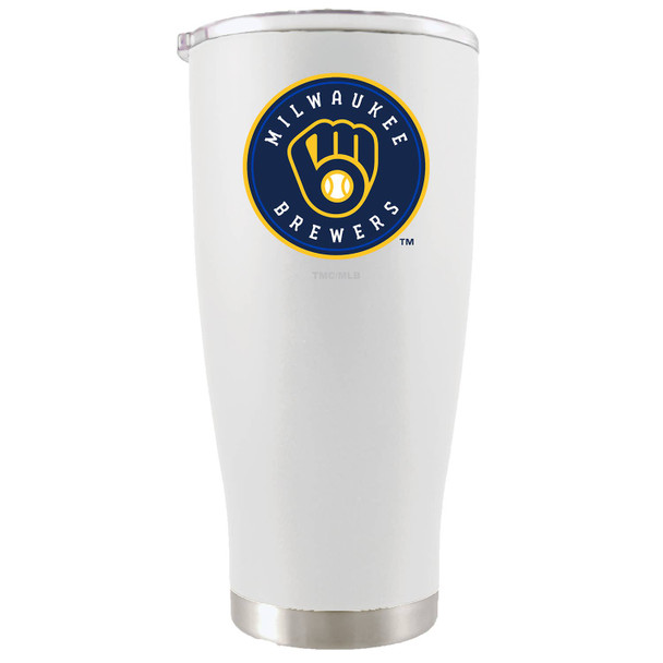 Milwaukee Brewers 20oz White Tumbler w/Color Logo