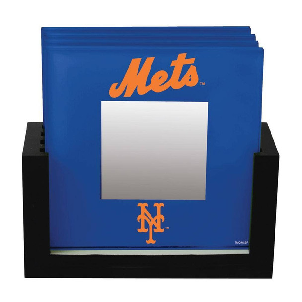 New York Mets Art Glass Coaster Set