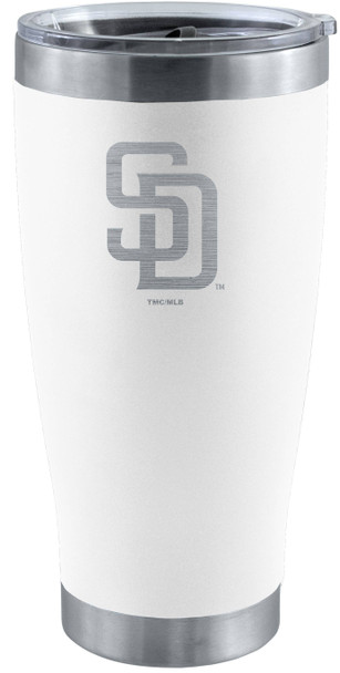 San Diego Padres 20oz White Tumbler w/Etched Logo