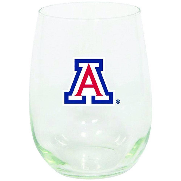 Arizona Wildcats 15oz Stemless Wine w/Color Logo