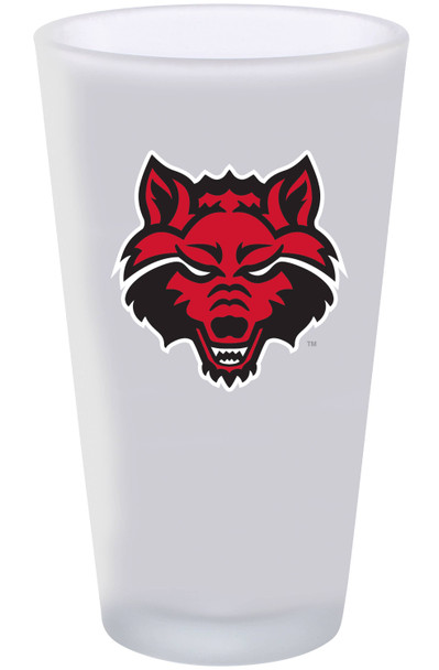 Arkansas State 16oz Frosted Pint Glass Color Logo
