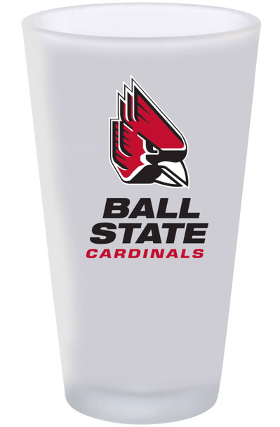 Ball State Cardinals 16oz Frosted Pint Glass Color Logo