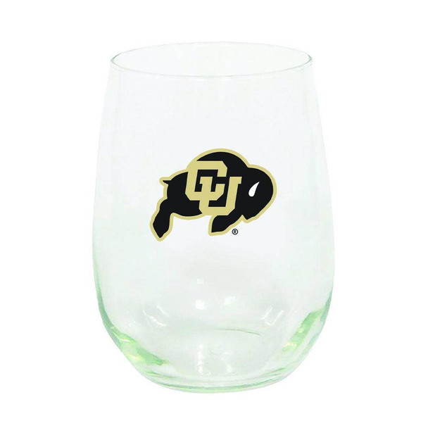 Colorado Buffaloes 15oz Stemless Wine w/Color Logo