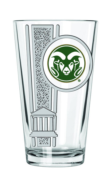 Colorado State Rams 16oz Pint Glass w/Color Logo