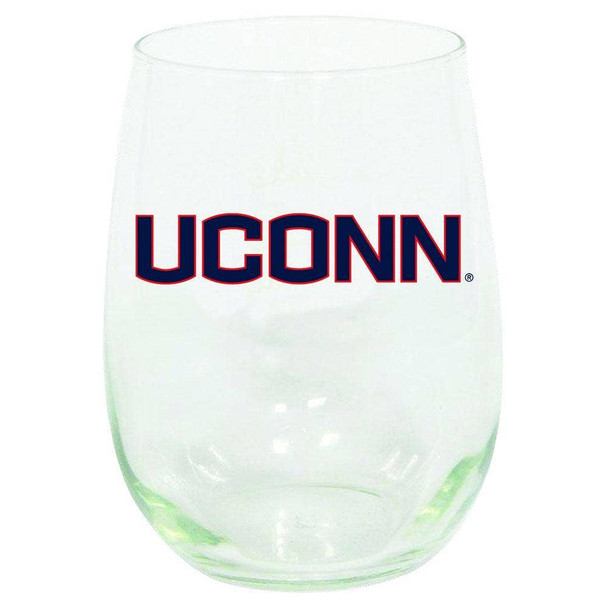 Connecticut Huskies 15oz Stemless Wine w/Color Logo