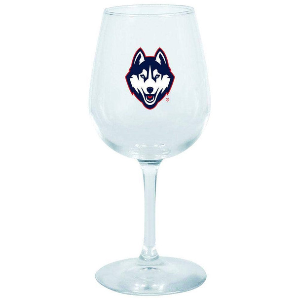 Connecticut Huskies 12.75oz Stem Wine Glass Color Logo