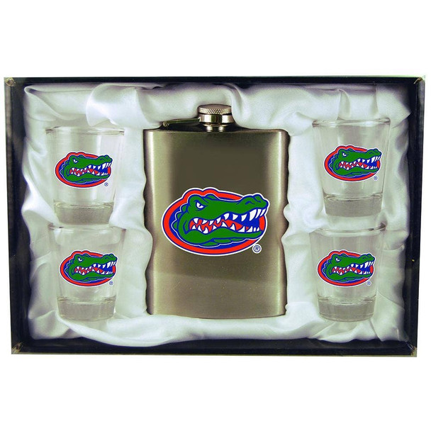 Florida Gators 8oz Stainless Steel Flask w/4 Cups