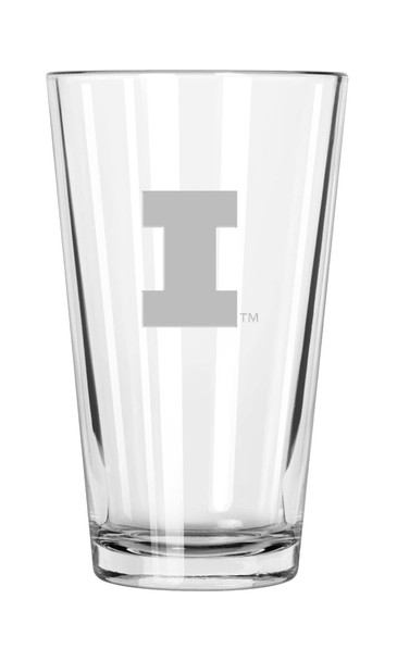 Illinois Fighting Illini 16oz Pint Glass w/Etched Logo