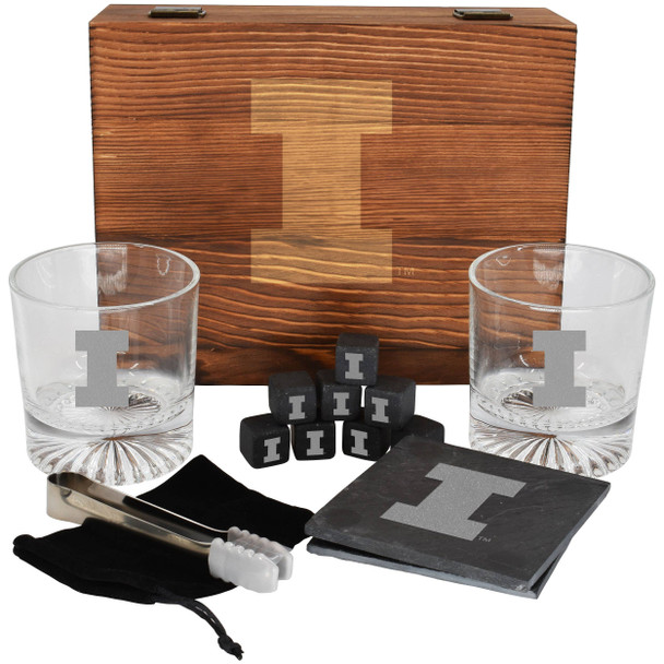 Illinois Fighting Illini Boxed Drinkware Set w/Coasters